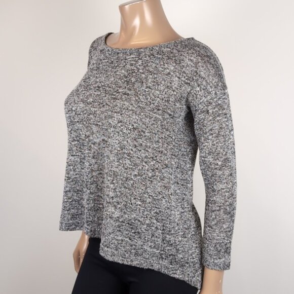 West Girls Slouchy Split Back Knit Top Heathered Long Sleeve Layered Sweater - Picture 4 of 12